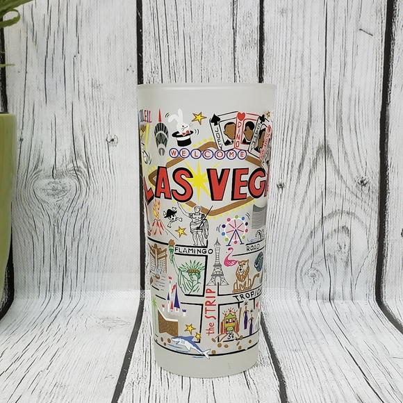 Catstudio Las Vegas Drinking Glass~Geography Inspired Artwork Printed on Glass - Picture 1 of 8